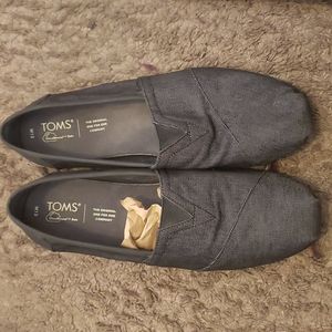 TOMS Mens Black Denim Loafer Slipons Size 13